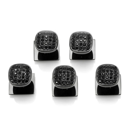 Black Stainless Steel Black Pave Crystal 5 Stud Set