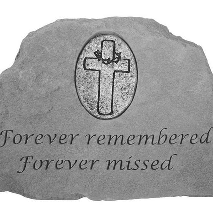 Forever remembered with Oval Cross Memorial Stone