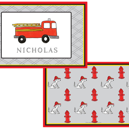 Personalized Childrens Firetruck Placemat