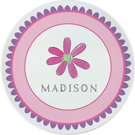Personalized Childrens Flower Power Dining Plate