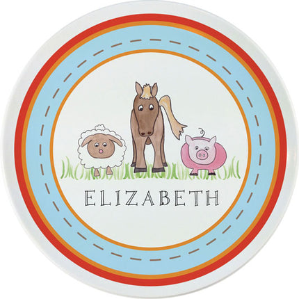 Personalized Childrens Down On The Farm Dining Plate