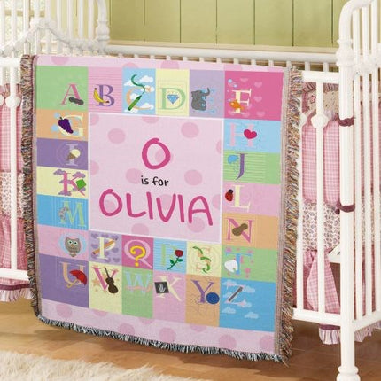 Personalized Baby Girl Alphabet Throw