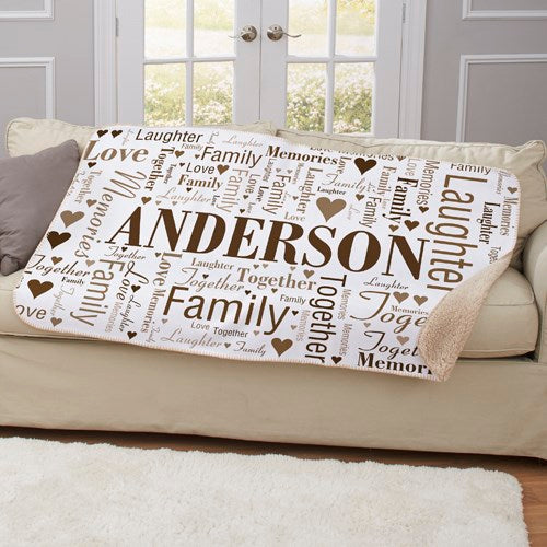 Personalized Family Word Art Sherpa Blanket