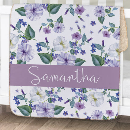 Personalized Petunias Baby Sherpa Blanket