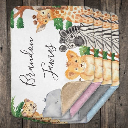 Personalized Wild Animals Baby Blanket