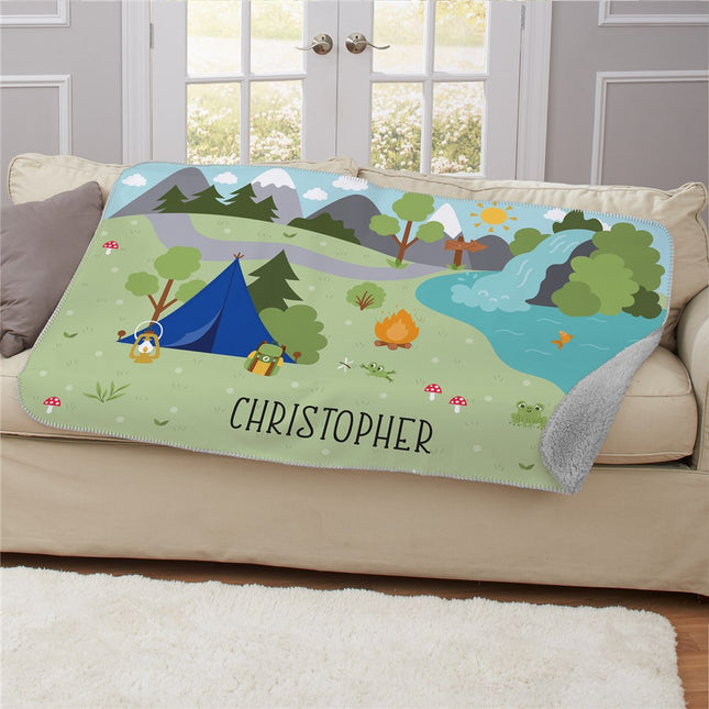 Personalized Camping Sherpa Blanket