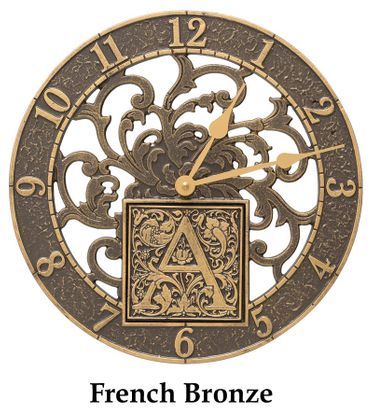 Personalized 12" Silhouette Monogram Indoor Outdoor Wall Clock