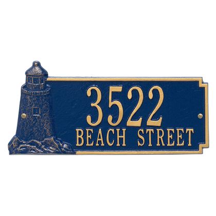Personalized 2 Line Lighthouse Rectangle Address Plaque