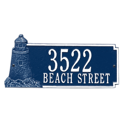 Personalized 2 Line Lighthouse Rectangle Address Plaque