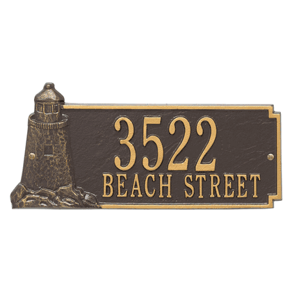 Personalized 2 Line Lighthouse Rectangle Address Plaque