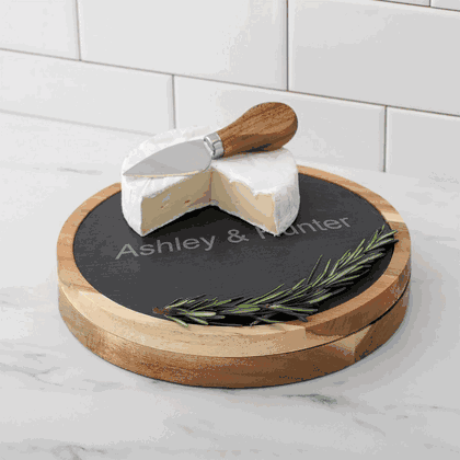 Personalized Acacia Slate Cheese Board Set