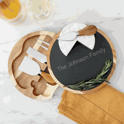 Personalized Acacia Slate Cheese Board Set