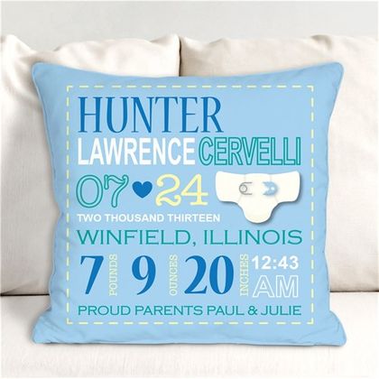 Personalized Birth Announcement Throw Pillow