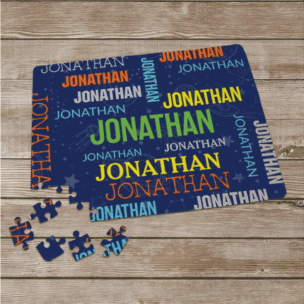 Personalized Blue Repeating Name Puzzle