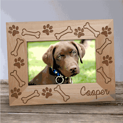 Personalized Bones & Paws Wood Frame