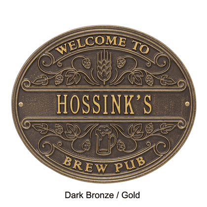 Personalized Brew Pub Welcome Plaque