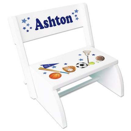 Personalized Childs Wood Flip Stool - Sports