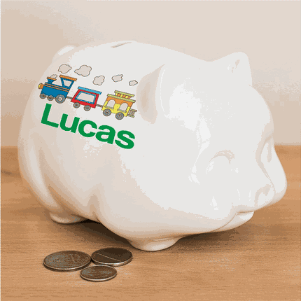 Personalized Choo Choo Train Piggy Bank