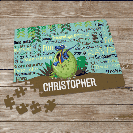 Personalized Dino Static Word Art Name Puzzle