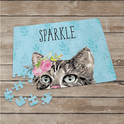 Personalized Floral Cat Name Puzzle