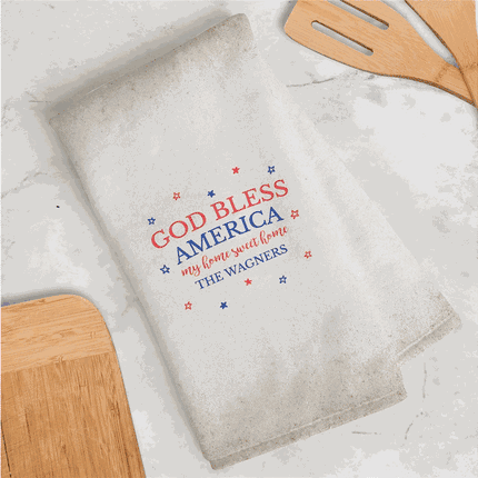 Personalized God Bless America Dish Towel