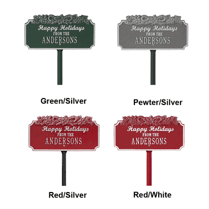 Personalized Happy Holidays Candy Cane Lawn Plaque
