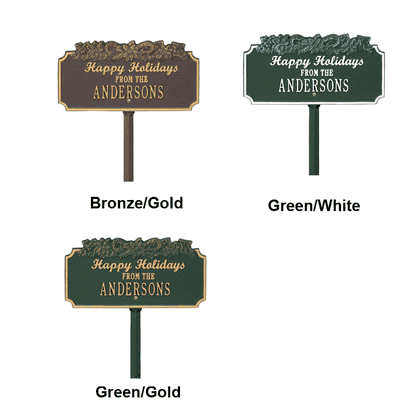 Personalized Happy Holidays Candy Cane Lawn Plaque