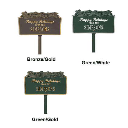 Personalized Happy Holidays Sleigh Lawn Plaque