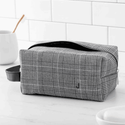 Personalized Initials Plaid Dopp Kit