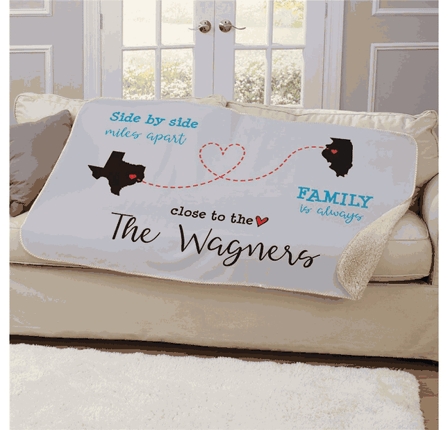 Personalized Long Distance Family Sherpa Blanket