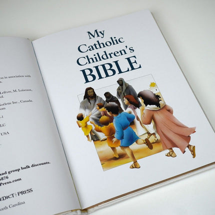 Personalized My Catholic Children's Bible Shantung With Cross