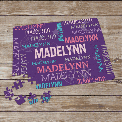 Personalized Purple Repeating Name Puzzle