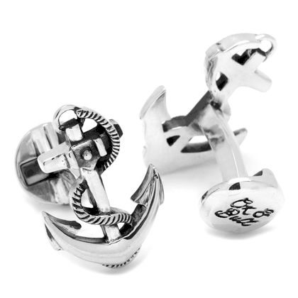Personalized Sterling Boat Anchor Cufflinks