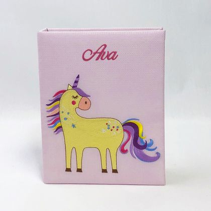 Personalized Unicorn on Pima Cotton Medium Hardbound Baby Album