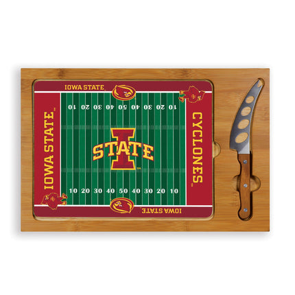Iowa State Cyclones Football Field Glass Top Cutting Board & Knife Set