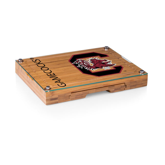 South Carolina Gamecocks Glass Top Cheese Cutting Board & Tools Set