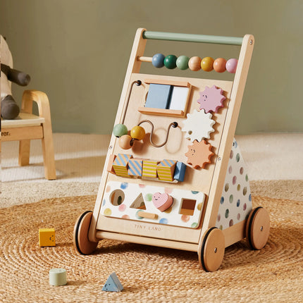 Tiny Land Versatile Natural Wooden Baby Walker