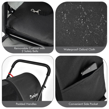 4-in-1 Double Pet Stroller with Detachable Carrier and Travel Carriage