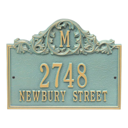 Personalized Acanthus Monogram Address Plaque