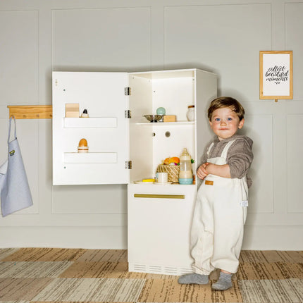 Tiny Land Play Kitchen Accessories - Play Kitchen Fridge: Wooden Cabinet Refrigerator for Kids