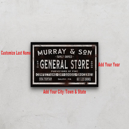 Personalized General Store Sign | Custom Rustic Farmhouse Sign