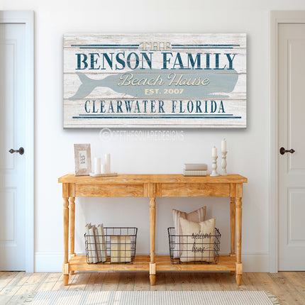 Personalized Beach House  Family Name Whale Sign