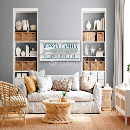 Personalized Beach House  Family Name Whale Sign