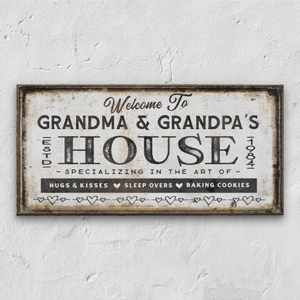Grandma & Grandpas House Canvas Sign | Grandparent Gift