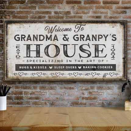 Grandma & Grandpas House Canvas Sign | Grandparent Gift