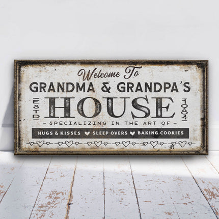 Grandma & Grandpas House Canvas Sign | Grandparent Gift