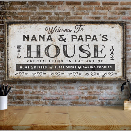 Grandma & Grandpas House Canvas Sign | Grandparent Gift