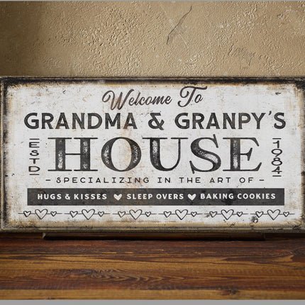 Grandma & Grandpas House Canvas Sign | Grandparent Gift