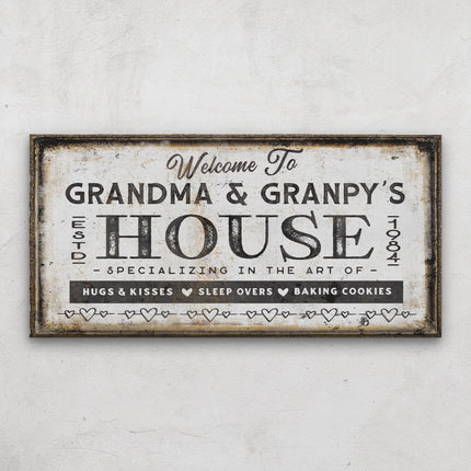 Grandma & Grandpas House Canvas Sign | Grandparent Gift