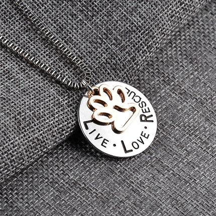 Round Dog Paw Tag Short Necklace